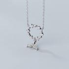 925 Sterling Silver Rhinestone Whale Tail Pendant Necklace S925 Silver - Necklace - Silver - One Size