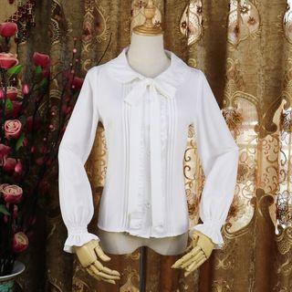 Bow Ruffled Pintuck Blouse
