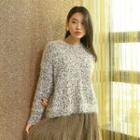 Textured Glittered Knit Top Beige - One Size