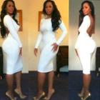Long-sleeve Open-back Bodycon Dress