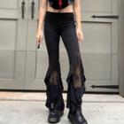 Ruffled Lace Trim Boot Cut Pants