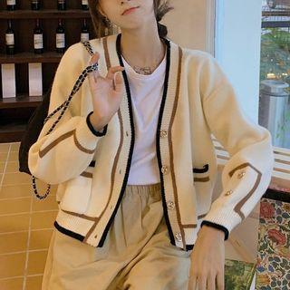 Long-sleeve Color Block Knit Jacket