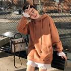 Mock Two-piece Frill-trim Hoodie