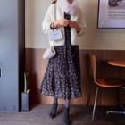 Round-neck Floral Print Textured Dress