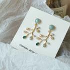 Faux Crystal Faux Pearl Branches Dangle Earring