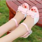Bow Panel Ankle Strap Heeled Sandals