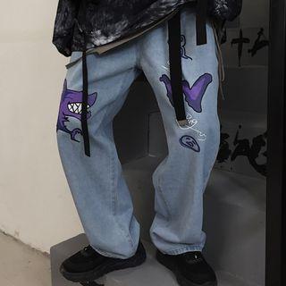 Cartoon Print Straight-fit Jeans