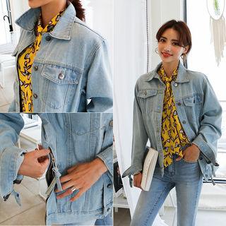 Zip-detail Denim Jacket Blue - One Size