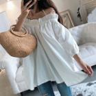 3/4-sleeve Cold Shoulder Frill Trim Top