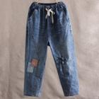 Washed Paneled Frog Buttoned Harem Jeans