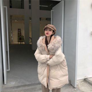 Furry Trim Padded Coat Almond - One Size