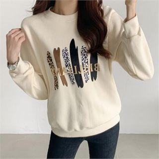 Drop-shoulder Leopard Print Sweatshirt