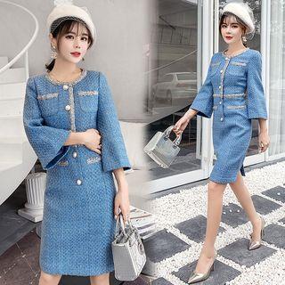 Tweed 3/4-sleeve Sheath Dress