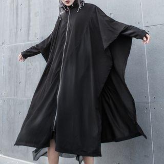 Mock Two-piece Long Zip Jacket Black - One Size
