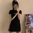 Short-sleeve Butterfly Print Mini T-shirt Dress
