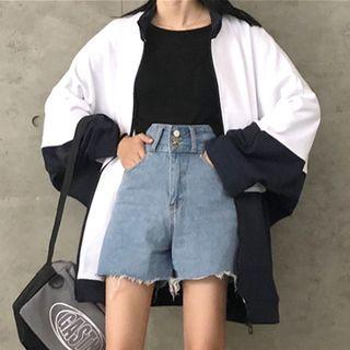 Two-tone Zip Jacket As Shown In Figure - One Size