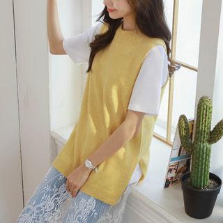 Crewneck Dip-back Knit Vest