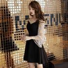 Long-sleeve Cold Shoulder A-line Mini Evening Dress
