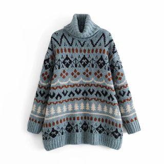 Jacquard Turtleneck Sweater