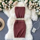 Set: Knit Tube Top + Mini Fitted Skirt