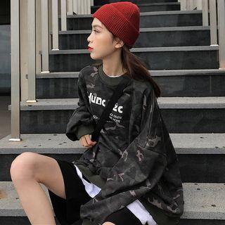 Lettering Camo Pullover As Shown In Figure - One Size