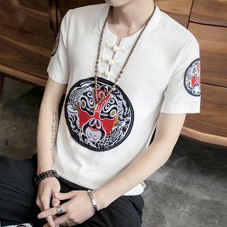 Chinese Opera Embroidered Short-sleeve Shirt