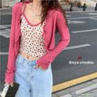 Floral Camisole Top / Plain Cropped Cardigan