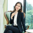 Set: One-button Blazer + Straight-cut Dress Pants