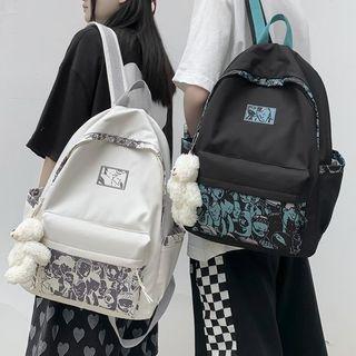 Print Nylon Backpack / Bag Charm / Set
