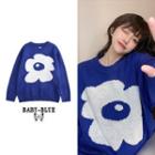 Floral Jacquard Sweater M65 - Blue - One Size