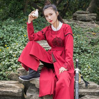 Long-sleeve Traditional Chinese Style Embroidered Maxi Dress