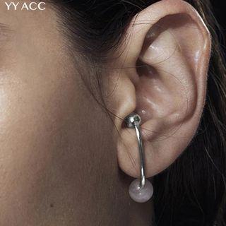 Faux Gemstone Bead Stainless Steel Earring