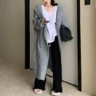 Hooded Knit Long Coat Gray - One Size