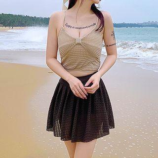 Set: Spaghetti-strap Swim Top + Swim Skirt
