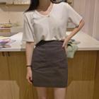Patch-pocket Cotton Miniskirt