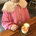 Lace Collar Fleece-lined Pullover