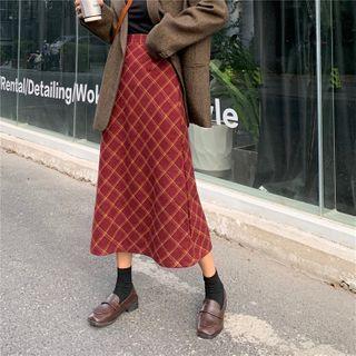 Argyle Print Midi A-line Skirt