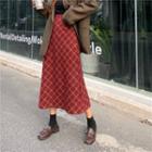 Argyle Print Midi A-line Skirt