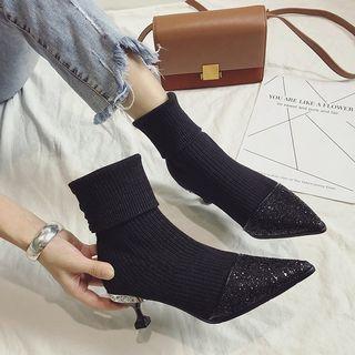 Kitten Heel Pointed Mid-calf Boots