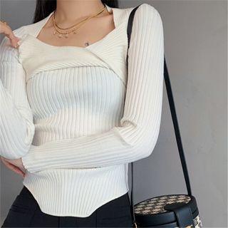 Plain Cross Long Sleeve Knit Top