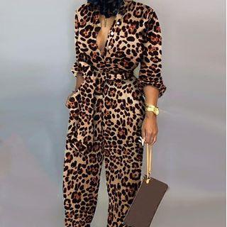 Long Sleeve Printed Jumpsuit