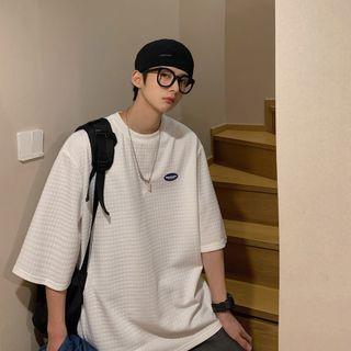 Elbow-sleeve Waffle T-shirt