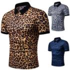 Short-sleeve Leopard Print Polo Shirt