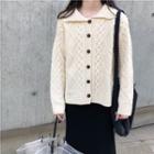 Collared Cable Knit Cardigan Almond - One Size
