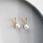 Alloy Heart Faux Pearl Dangle Earring 1 Pair - 925 Silver Earring - Gold - One Size