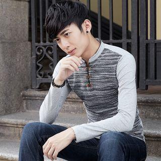 Melange Panel Long Sleeve T-shirt