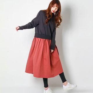 Mock Two-piece Long Pullover Dress