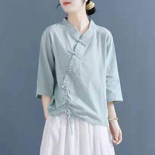 3/4-sleeve Frog-button Blouse