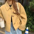 Single Breasted Woolen Jacket Yellow - One Size