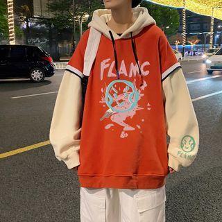 Two-tone Panel Print Hoodie